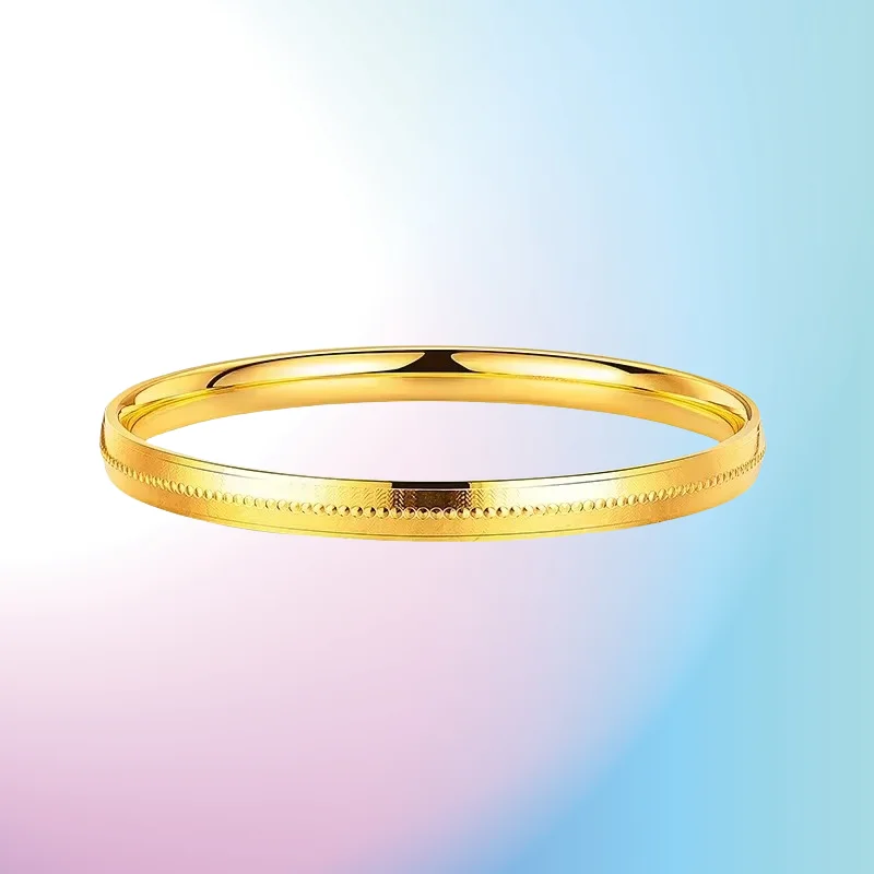 

new 9999 Real Gold 24K Premium Sense Bracelet Gold Fashion Light Luxury Polka Dot Personality Women's New Bracelet