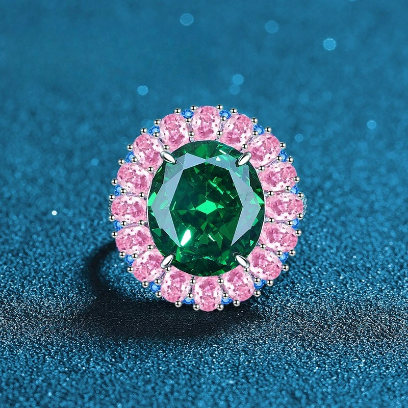 

Hairui Candy Series PT950 Platinum Grandmother Green Open Ring Women's Ice Flower Cutting Light Luxury Diamond Ring