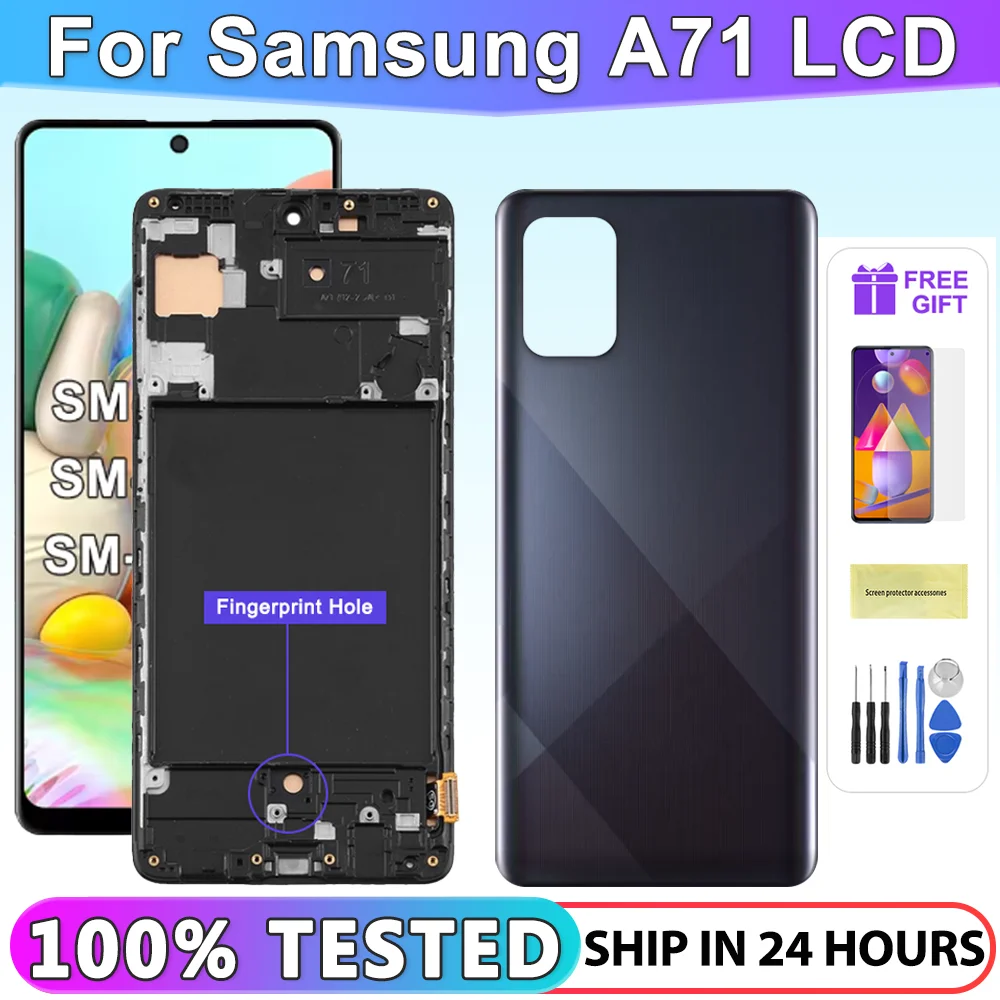 ЖК-дисплей 6,7 дюйма Super AMOLED A71, цифровой сенсорный экран с рамкой для замены, для Samsung Galaxy A71 A715 A715F A715FD
