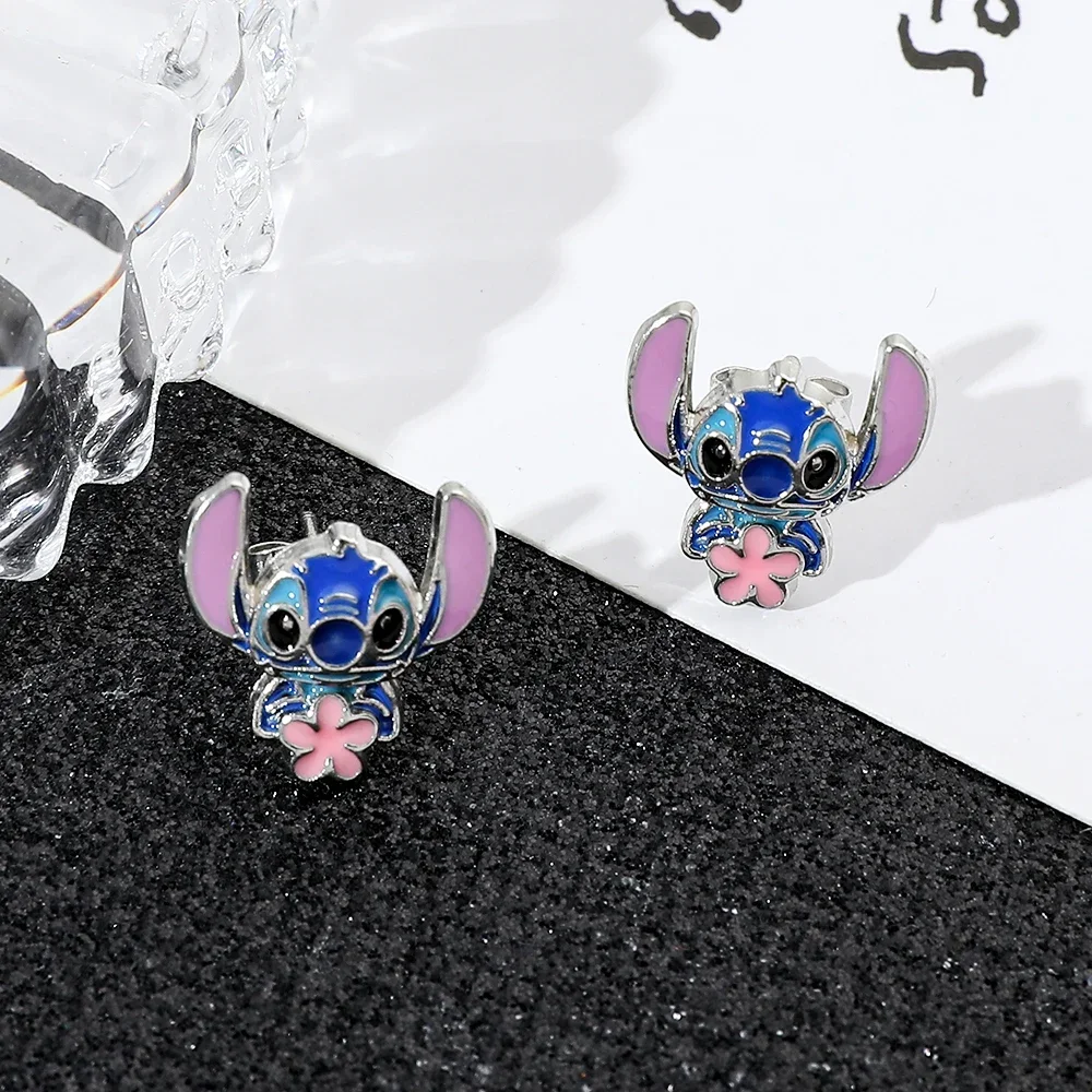 Disney Cartoon Lilo & Stitch Ear Pendants Kawaii Metal Earring Delicate Female Jewelry Accessories Girl Valentine's Day Gift