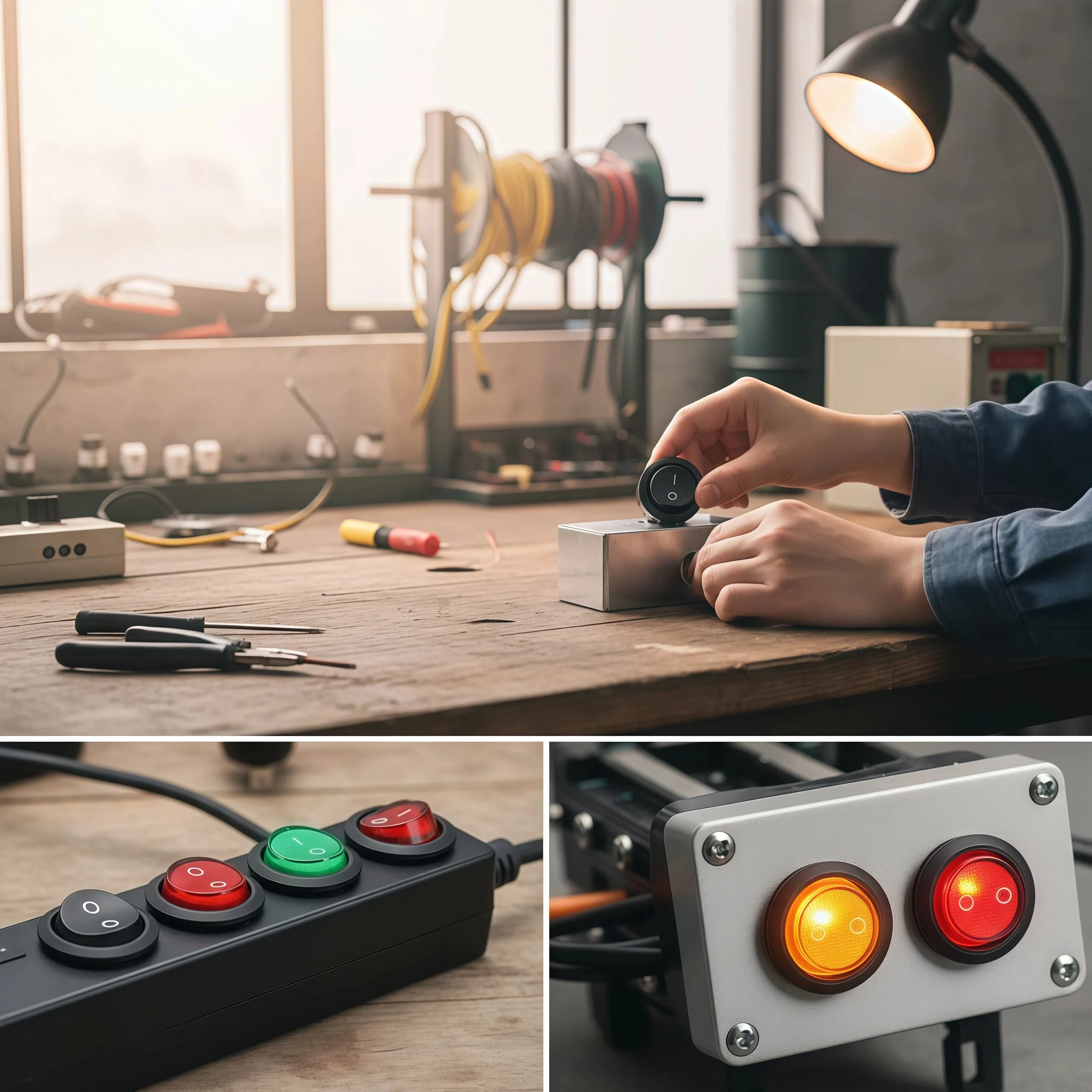 Round Switch Button, 2-Pin 2-Position, 2-Pin 3-Position, 3-Pin 3-Position, Red and Black Rocker Switch KCD1-105