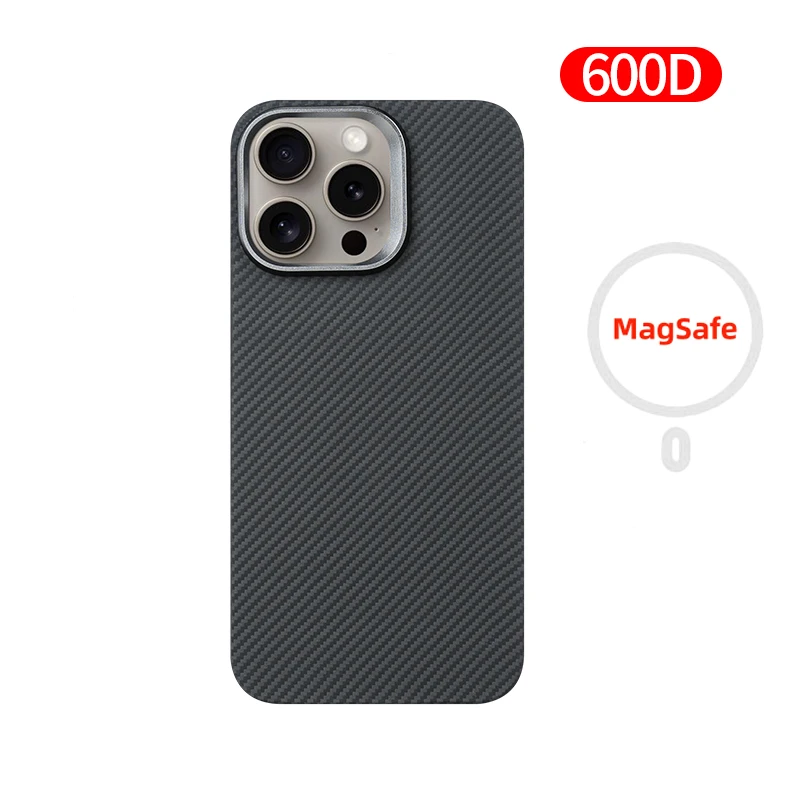 DIXSG Für iPhone 15 Pro Max/iPhone 15 Pro Carbon Hülle Kevlar 600D Aramidfaser ultradünne Hardcover magnetisch schwarz Schlank hellrot 10