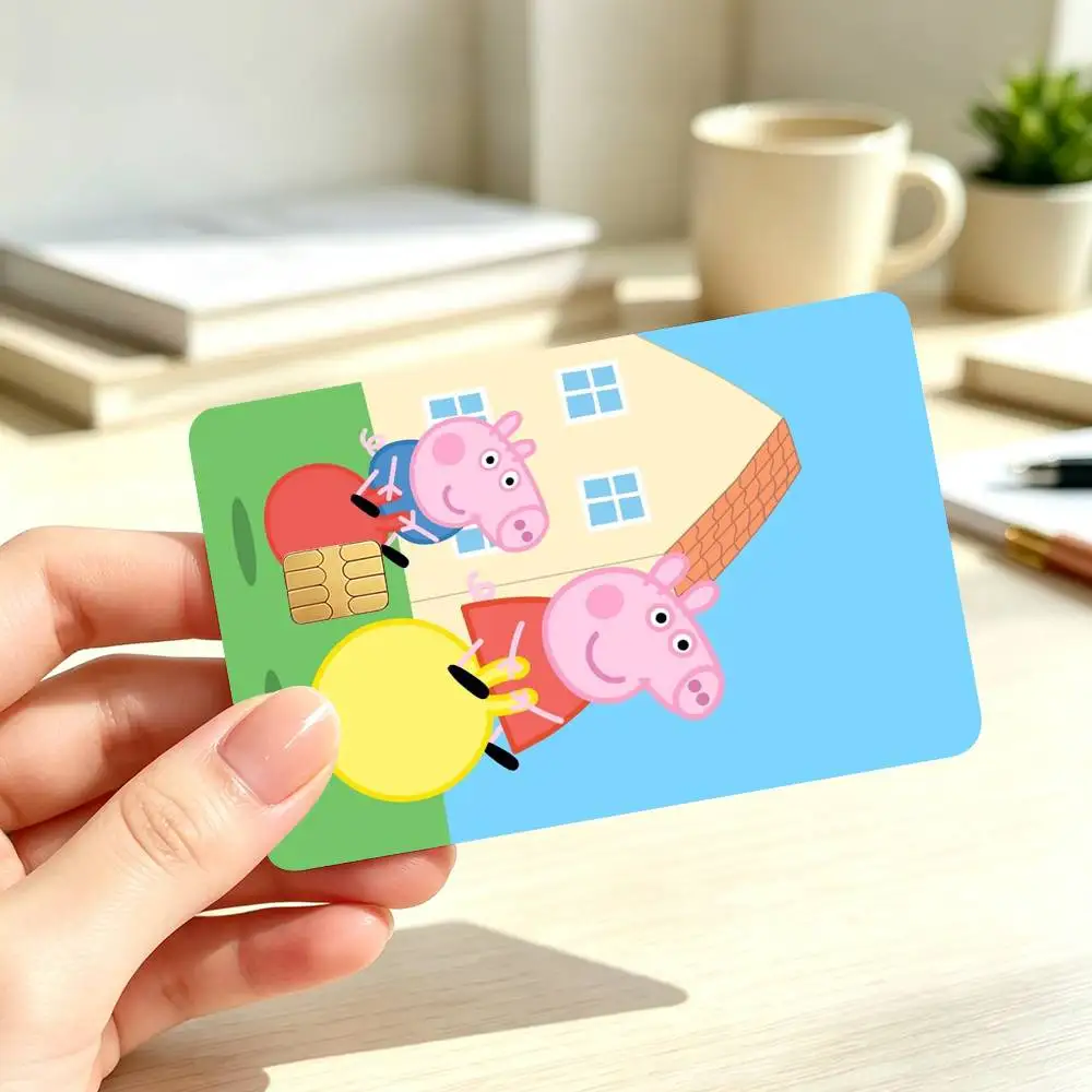 Pink P-P-Peppas-es Pigs  Credit Card HD Stickers Game Card Decal Small Chip Waterproof Sticker Gift view 6