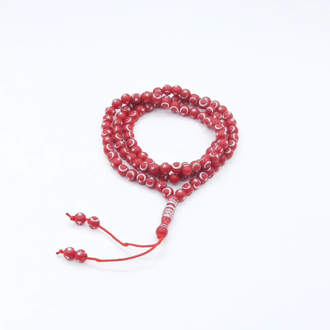 Simple Resin Star-Moon Prayer Beads, 99 pieces, 8mm round beads, portable hand-held decorative bracelet