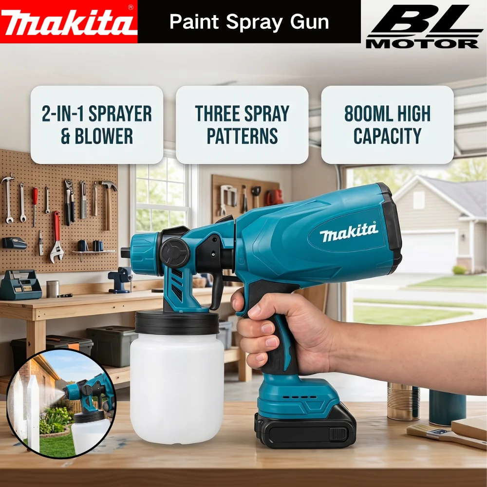 Makita Electric Spray Gun 800ML High Power, Cordless Paint Sprayer for ...