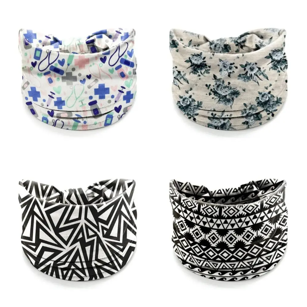 Bohemian Wide Headband Cotton Stretch Nonslip Workout Headwrap Knotted Floral Yoga Sports Sweatband Elastic Turban Headwear