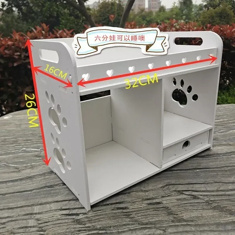 ドールハウスミニ家具寝室子供ままごとダブルベッド木製ファブリックベッドBJD人形ベッド