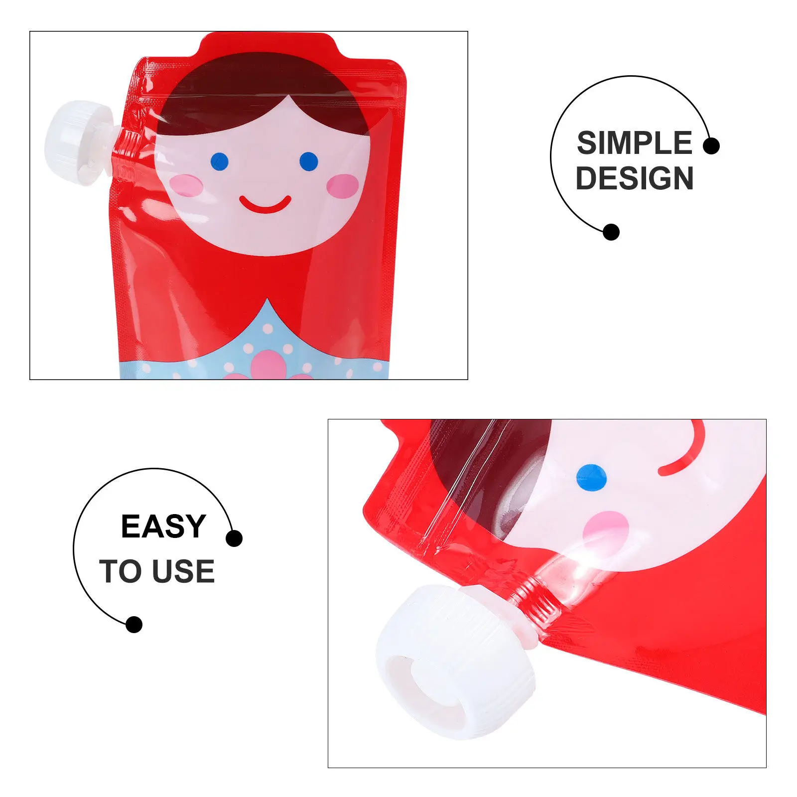 

Набор из 5 многоразовых пакетов-контейнеров для детского питания с принтом, на молнии, портативные и удобные