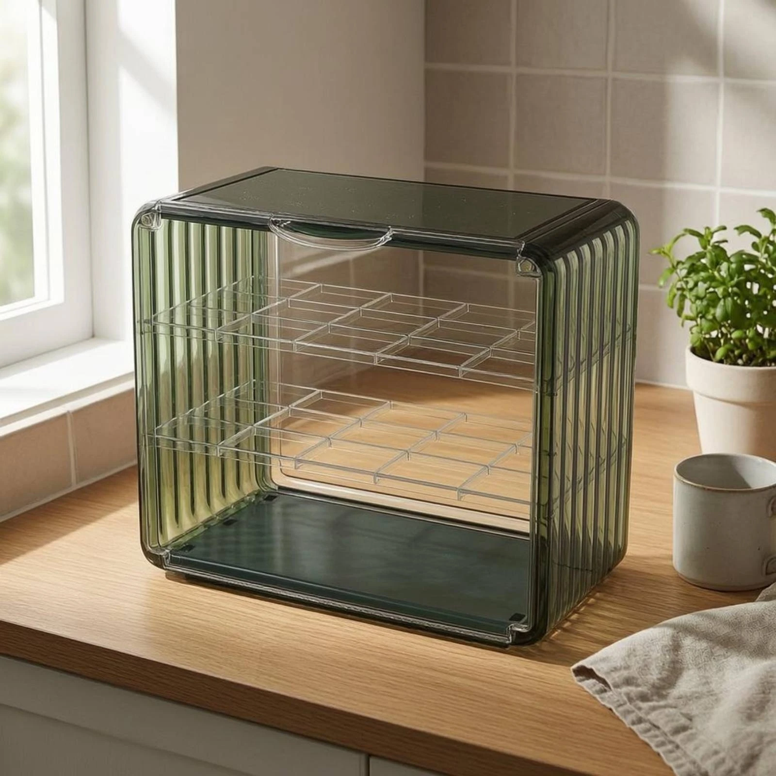 Acrylic Cup Storage Rack Transparent Two-Tier Cup Organizer Mug Display Case Space-Saving Tumbler Storage Rack Clear view 5