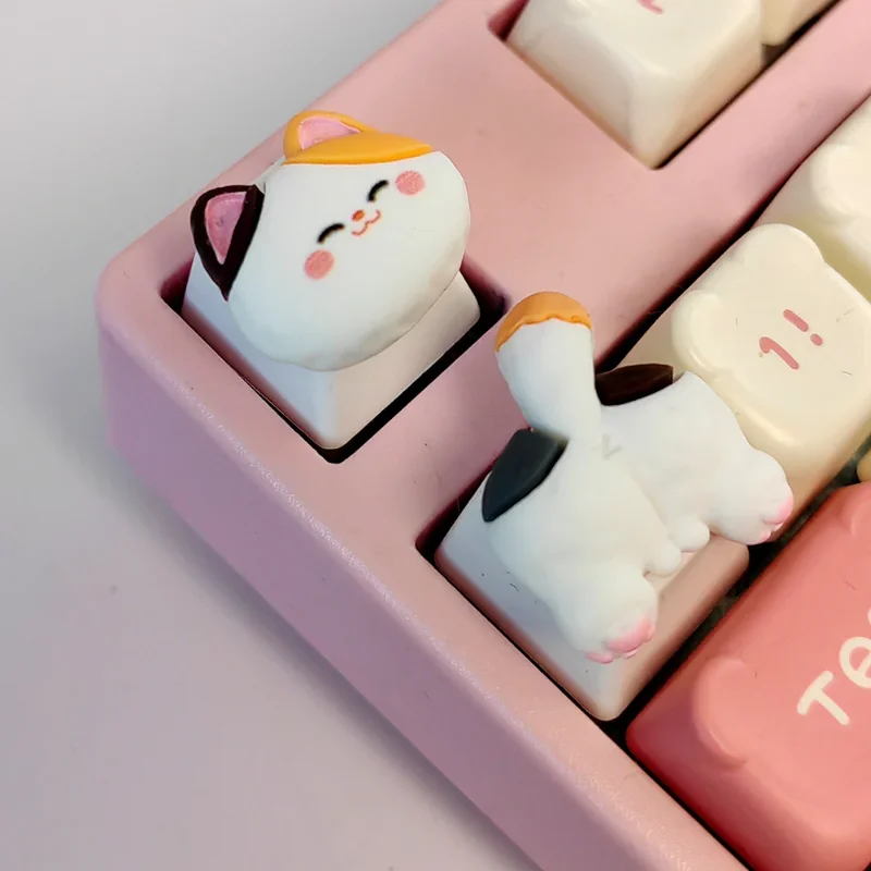 MiFuny Cute Cat/Corgi Butt Keycaps Bear/rabbit 3D Resin DIY Custom Cartoon Artisan Key Caps for Mechanical Keyboards Gaming Gift