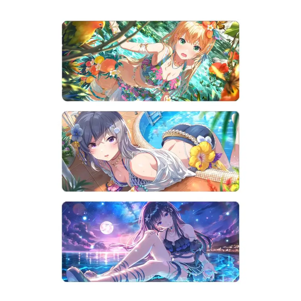 Visual Novel Game Summer Pockets Mouse Pad Large Gaming Mousepad with Stitched Edges Thickened Desk Mat PC