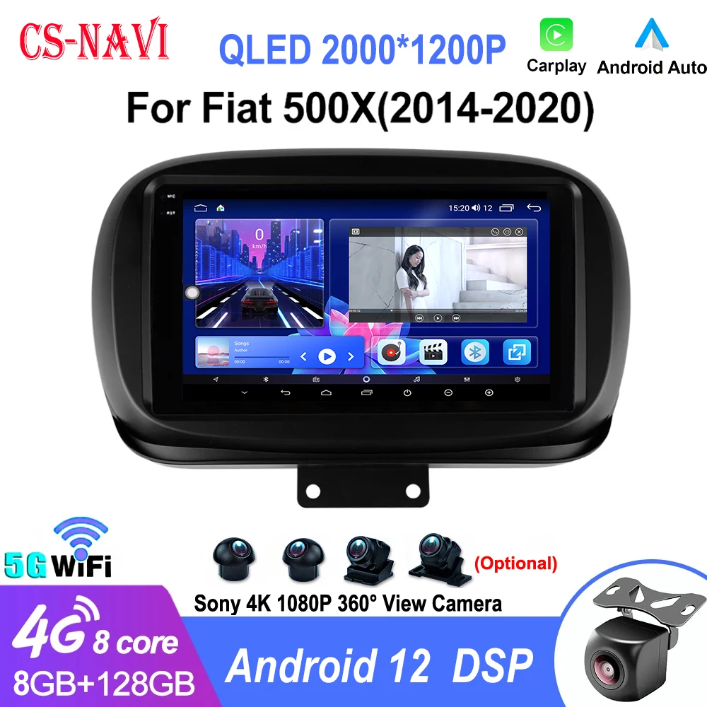 

Andorid 12 8 Core Car Radio Multimedia Stereo For Fiat 500X 2014 - 2020 2 Din Android Auto BT GPS Carplay Universal 2Din No Dvd