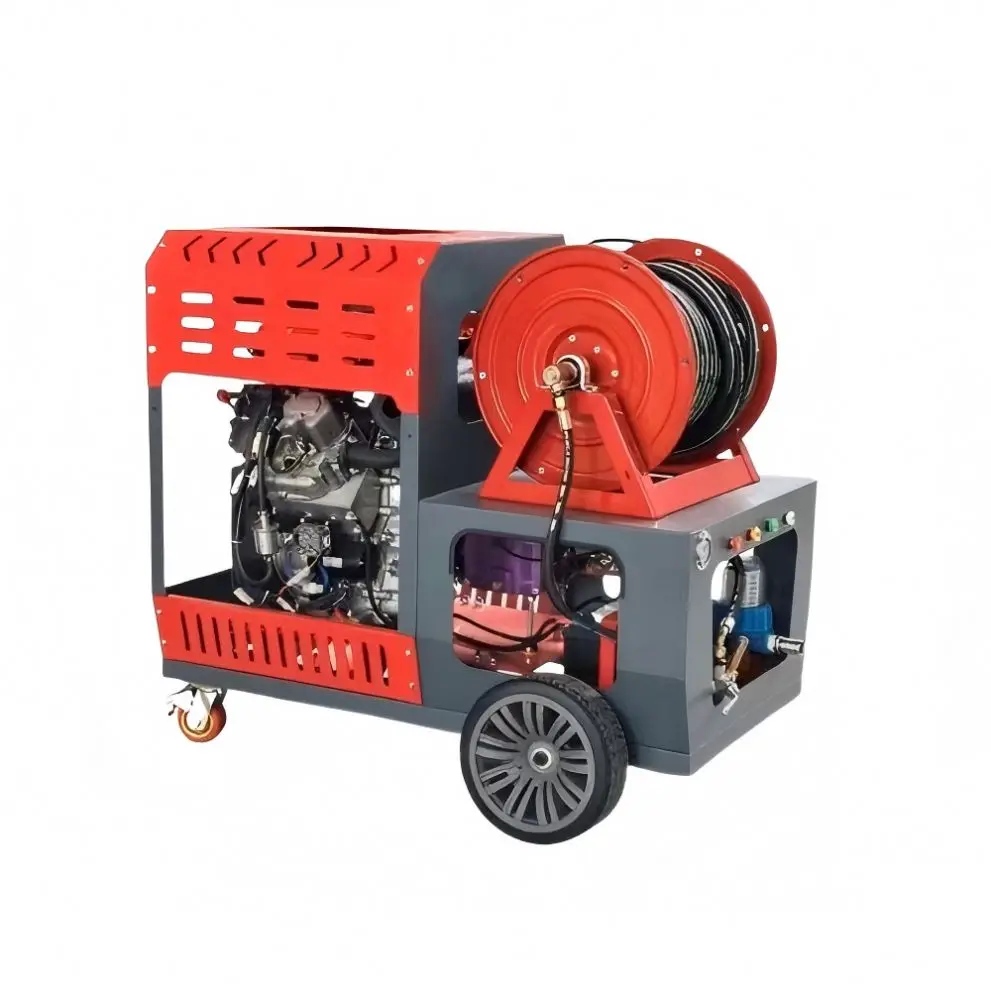 Professional 200Bar Electric Sewer Jetting Machine, Multifunctional Water Washing Dredging Equipment for Drain Pipeline Cleaning