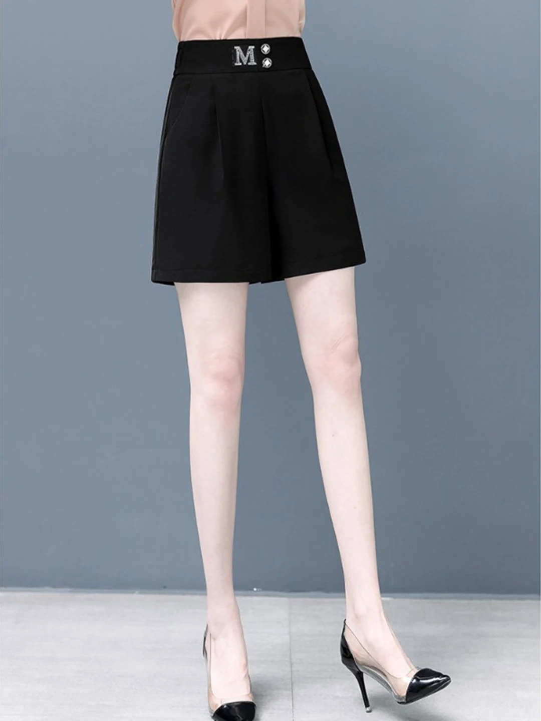 

High Waist Ice Silk Wide Leg Short Pants Women's Loose Casual Straight Cut Five-Quarter Mid-Pants plus Size Korean Style Summer