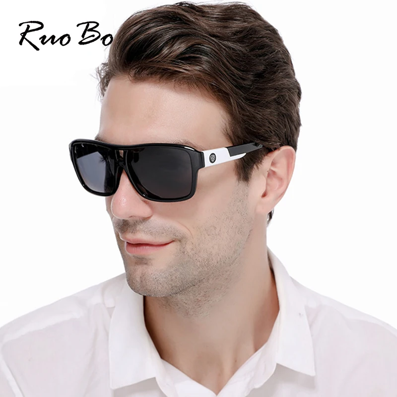 

RUOBO Classic Polarized Sunglasses For Male TR90 Frame Sun Glasses Driving Fishing Men Goggle Eyewear UV400 Gafas De Sol