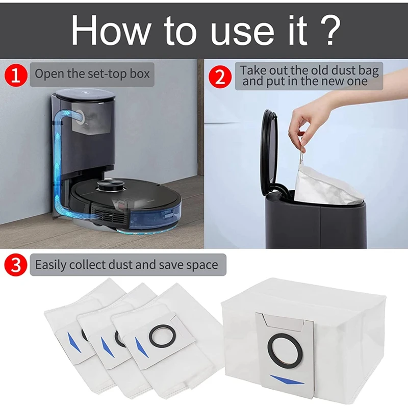 ABJA-3Pack wegwerpstofzak voor ECOVACS DEEBOT X1 Omni Auto-Leeg Station