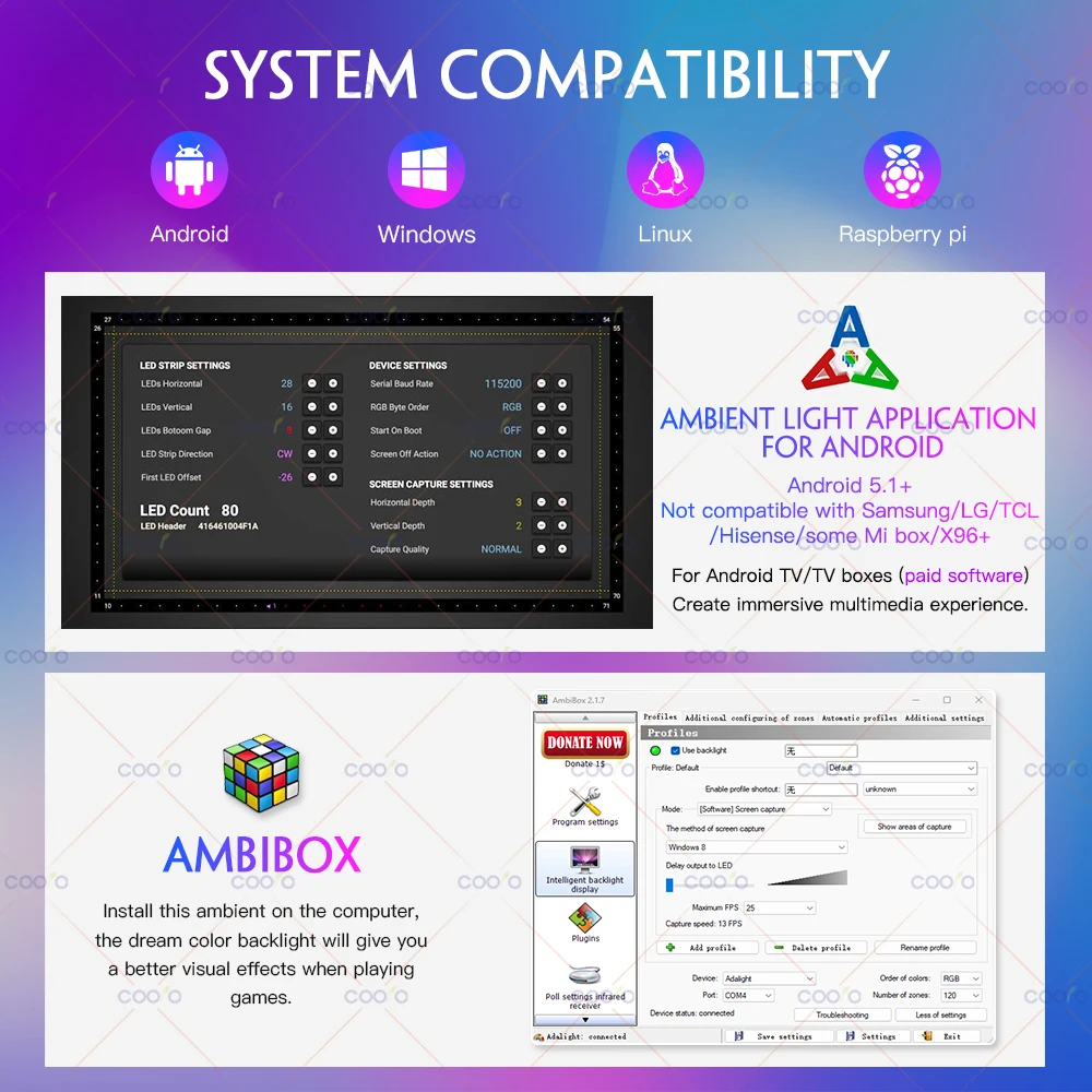 Pantalla de retroiluminación ambiental para Monitor de TV y PC, Kit de tiras de luz LED con efecto Multicolor, sincronización de Color, DC5V, USB,