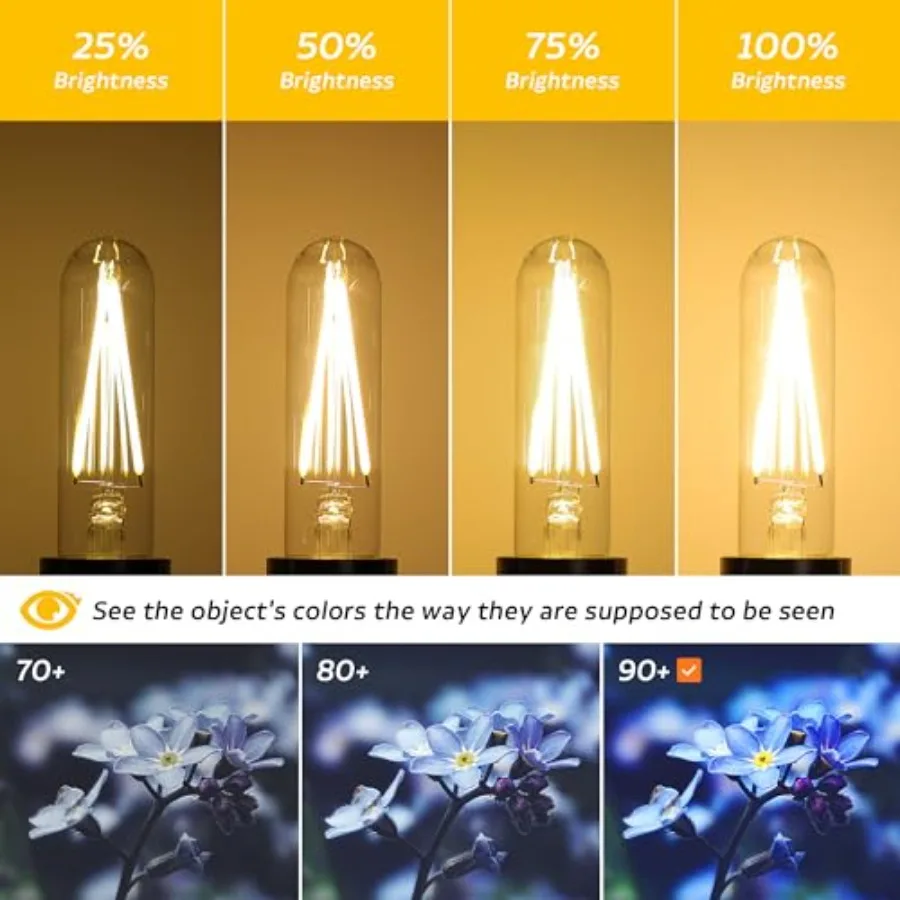 Dimmable E26 T30 T10 LED Bulb Long Tube Light Bulb 4W 40W Equivalent,Type T Tubular Light Bulbs for Curio Cabinet, Piano, Chand