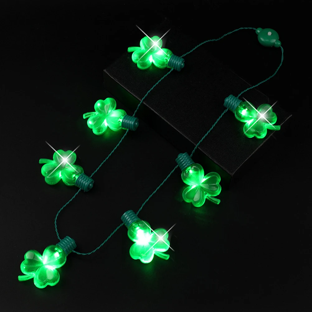 

2 Pcs Glow Necklaces Luminous for Party Patrick's Day Glowing Shamrock