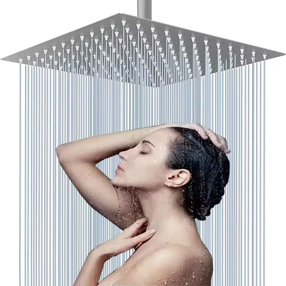Rainfall Shower Head 12/10/8 Inch Waterfall Shower Ultra Thin 201 Stainless Steel Square Rain Showerheads Bathroom Accessories