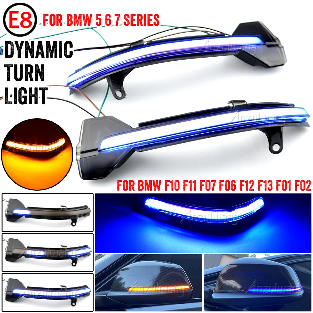 

2pcs For BMW 5 6 7 Series F10 F11 F07 F06 F12 F13 F01 Dynamic Turn Signal LED Rearview Mirror Indicator Blinker Repeater Light