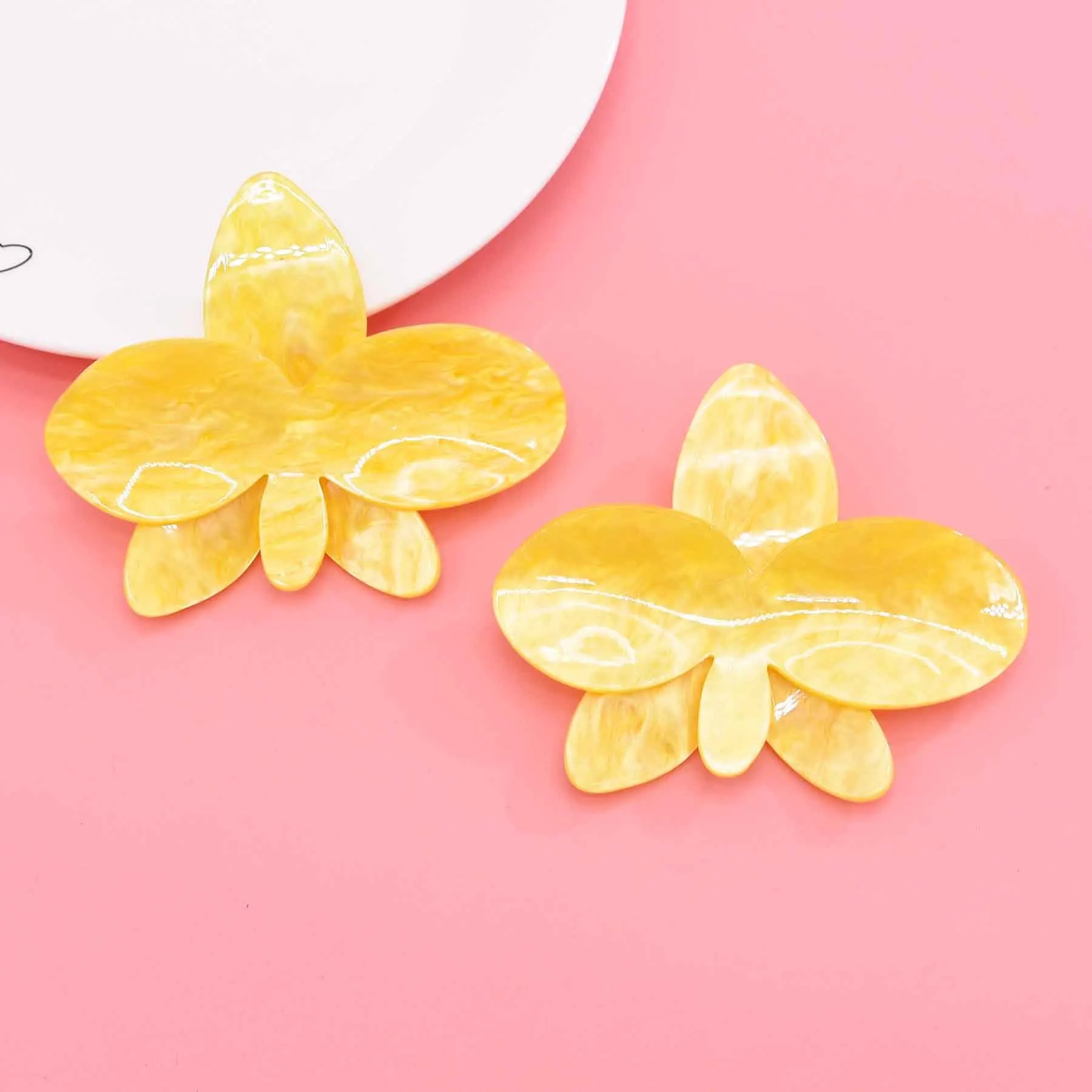 2 Layer Super Big Large Acrylic Flower Stud Earrings for Women Girls Fashion Exaggerated 2024 Trending Street Shooting Jewelry