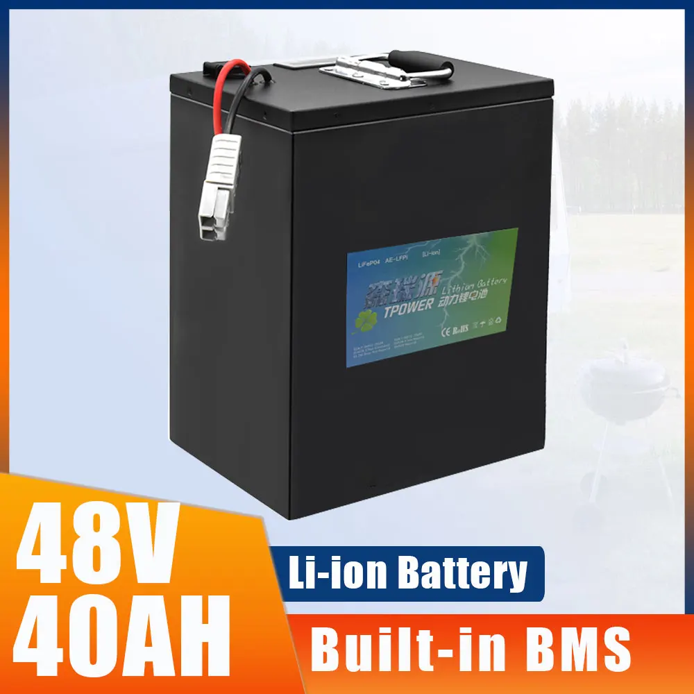 48V 40AH Li-ion Built-in 30A 50A BMS Lithium Polymer Battery Pack For Autobike Electric Surfboard RV Two Wheel Foldable 