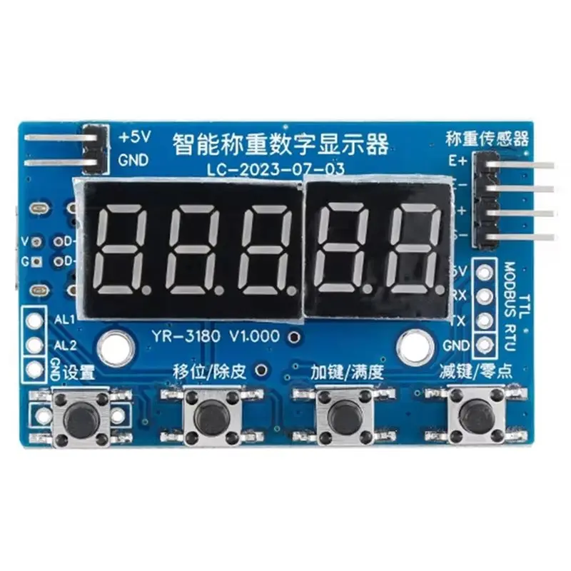 

HX711 Load Cell AD Weight Pressure Sensor Module 24-Bit Weighing Instrument Electronic Scale Type-C TTL Modbus RTU Support