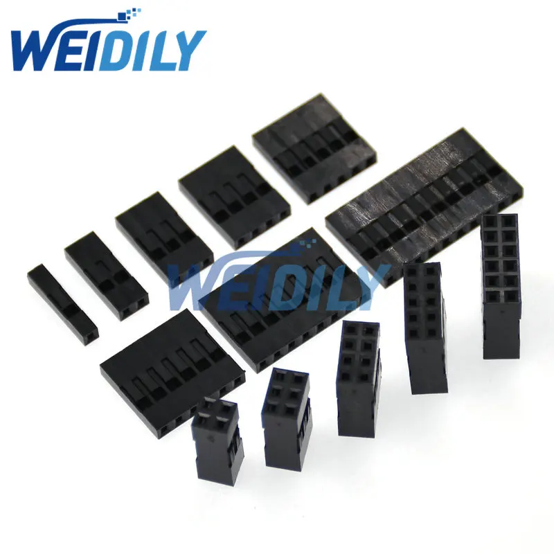 50PCS Dupont Plastic Shell 2.54mm Single /Double Row Dupont Connector 1P/2P/3P/4P/5P/6P/8P/10P 2*2pin 2*3 2*4pin 2*5pin Housing