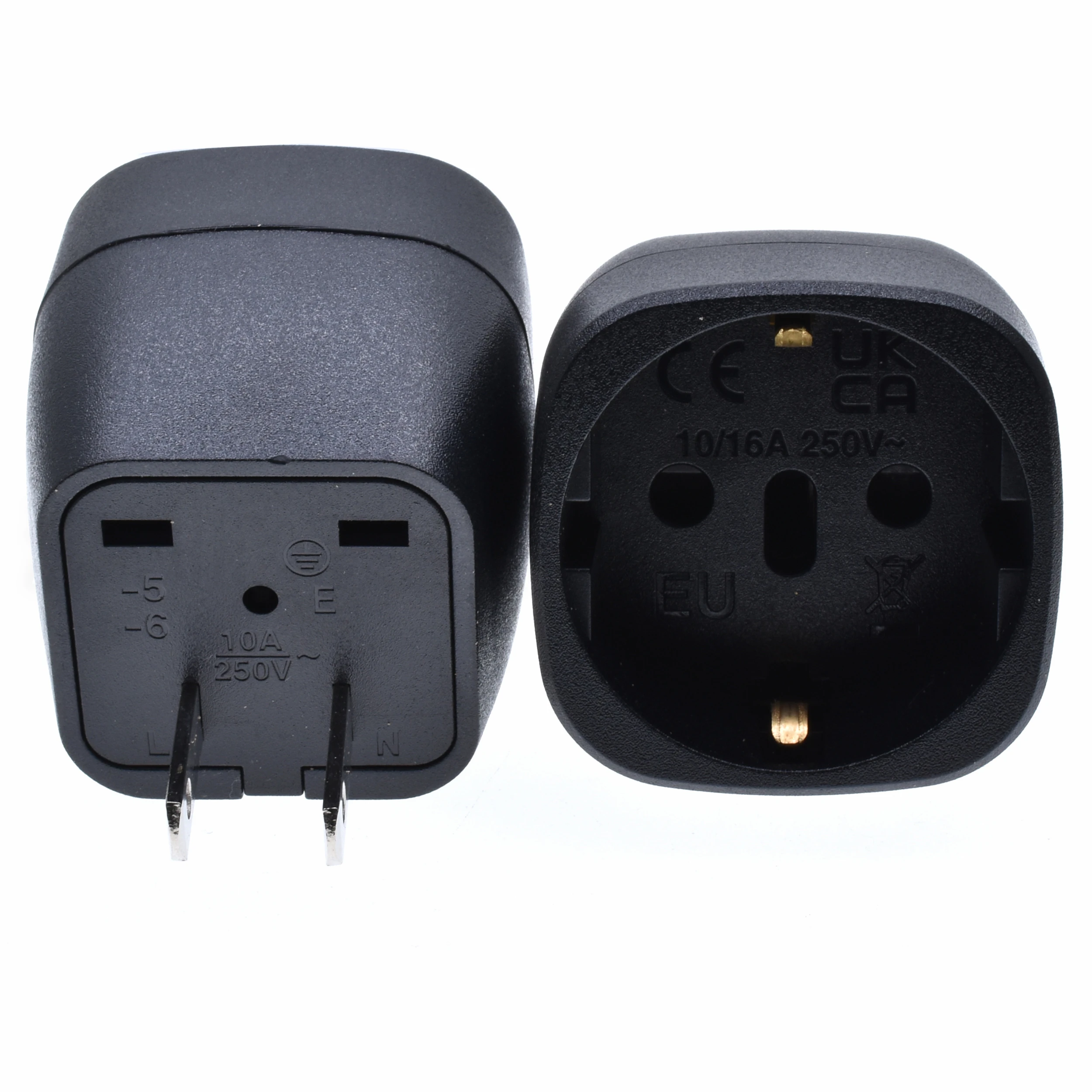 Embedded EU to US Travel Power Plug Adapter 2Pin 10A/16A 250V Wall Socket Compatible With European Italian Swiss Plugs