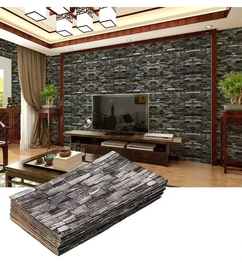 70CM x 2M 3D Wandaufkleber Nachahmung Ziegel Wasserdicht DIY Selbstklebende Tapete für Wohnzimmer Küche Schlafzimmer Home Decor – Detail 3