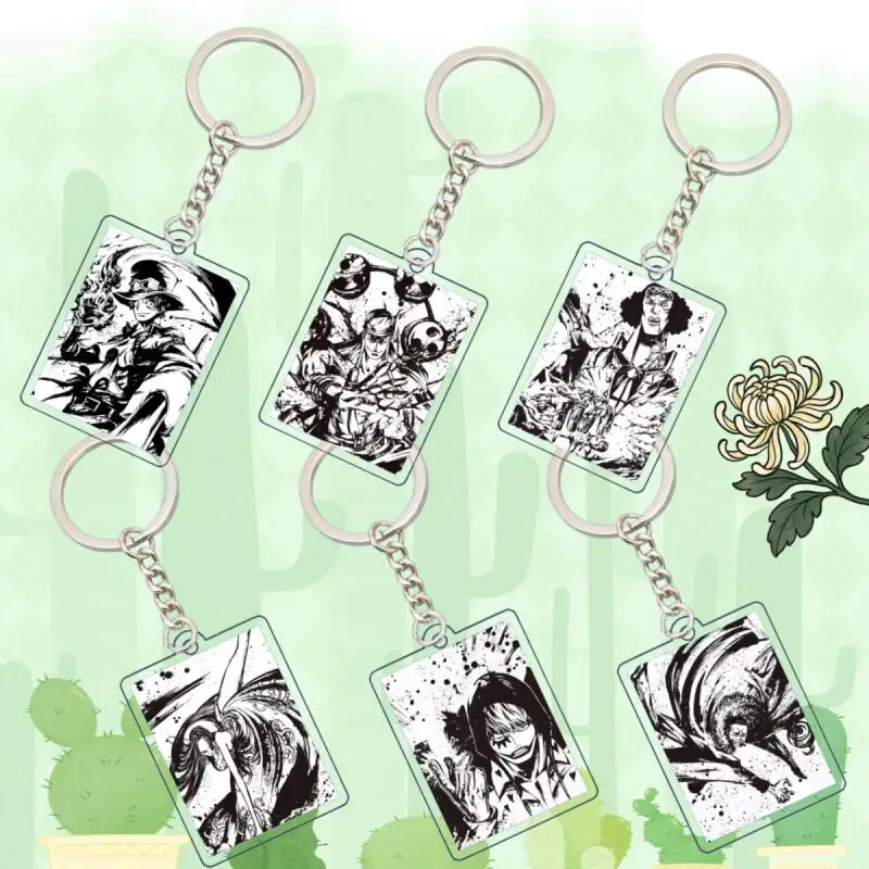 Porte-clés en acrylique Anime pour One Piece, Kuzan, Enel, Boa Hancock, Charlotte Katakuri, Corazon, design style encre, pendentif de sac, cadeau