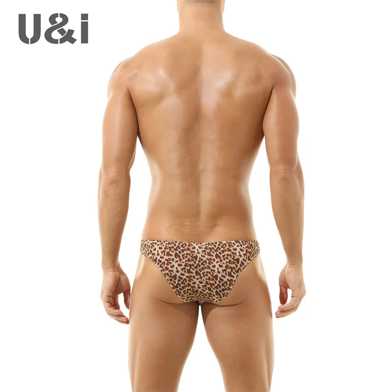U&I briefs men's sexy personalized printed high-elastic thin nylon transparent one-piece seamless upward half-covering underwear