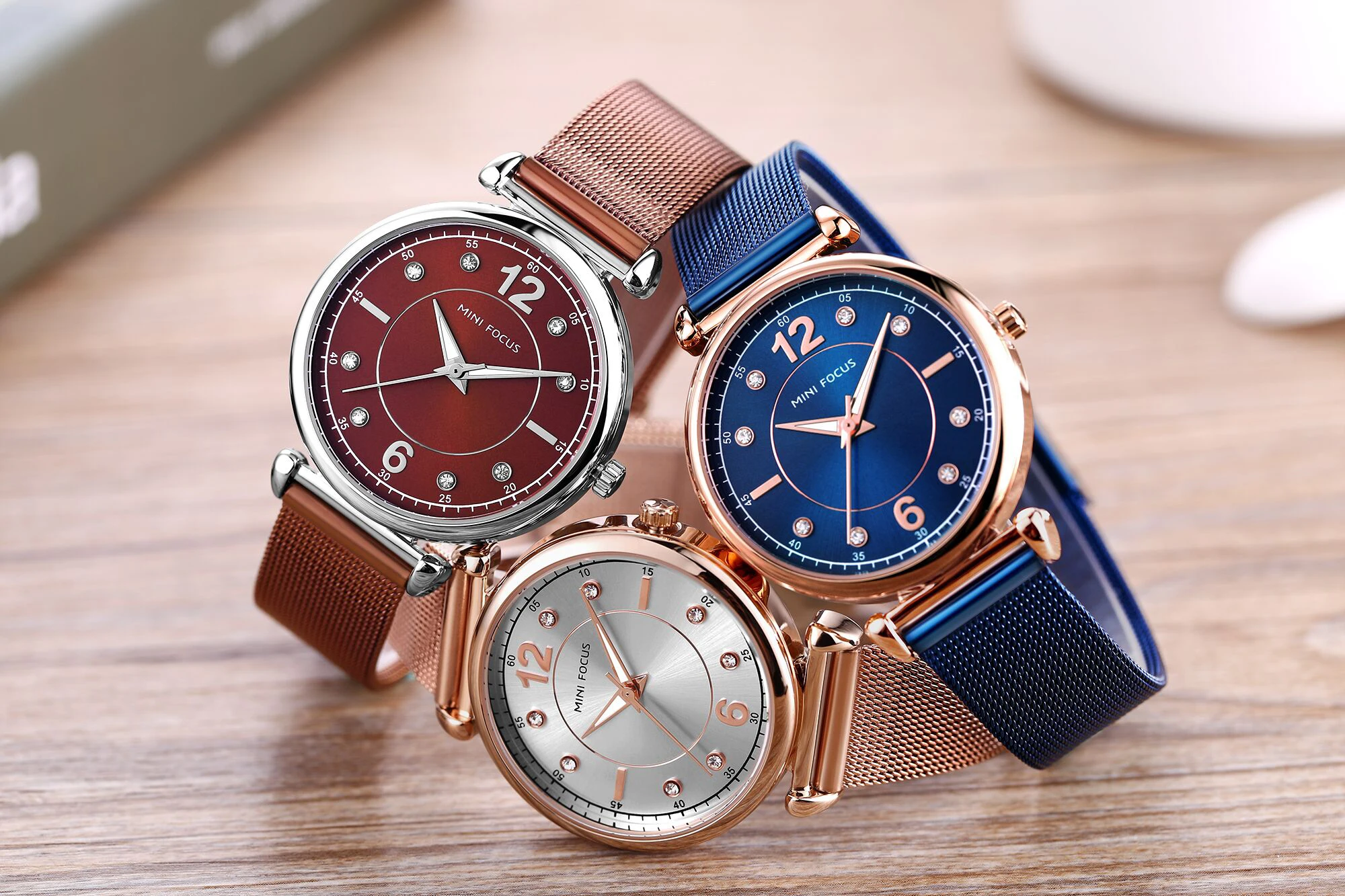 MINI FOCUS MF0177L Elegant Luxury Women Watch Mesh Steel Band Waterproof Japan Movement Ladies Quartz Watches