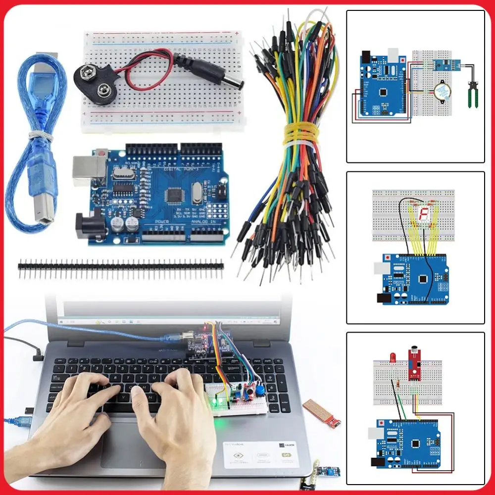 

Basic Starter Kit with Breadboard Sensor Modules Resistance Electronic DIY Kit DIY Project Starter Kit for Arduino UNO R3