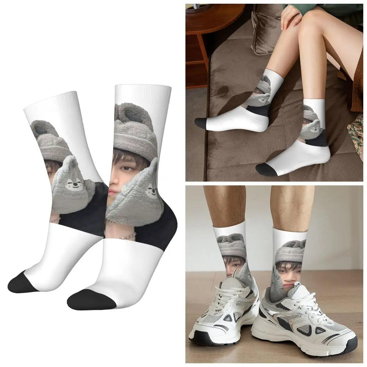 

All Seasons Wolfie Chan Socks Harajuku Crew Socks Fashion Stockings for Men Women Christmas Gifts