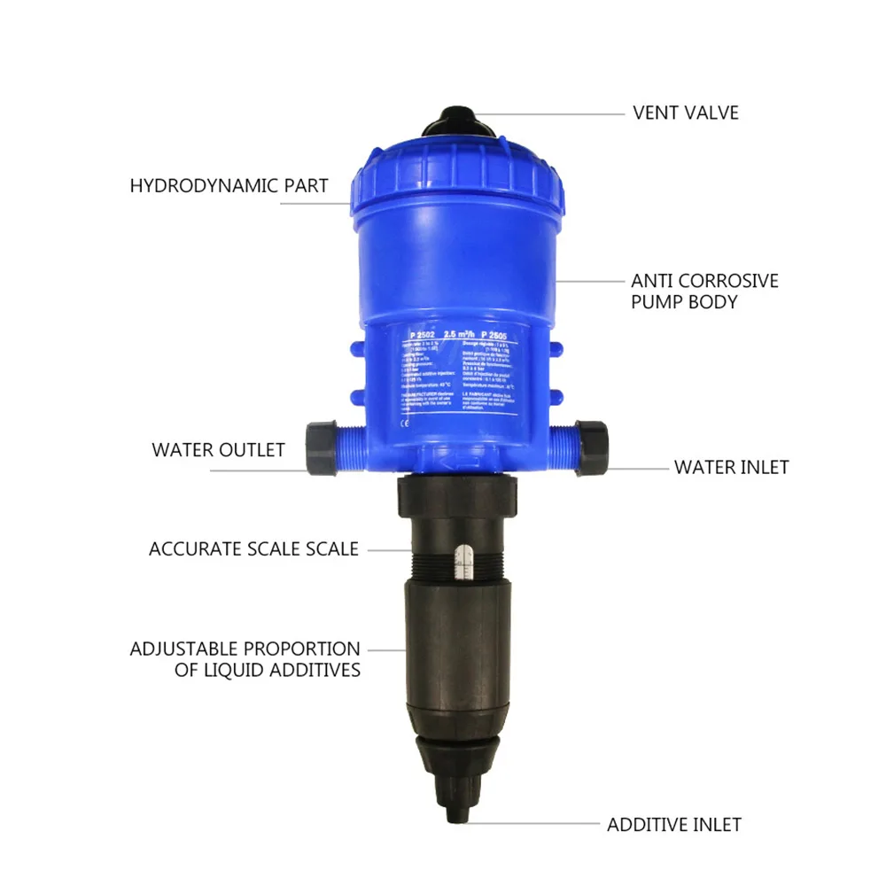 Auto Dosing Fertilizer Injector Dispenser Proportioner 0.2%-2% 1%-5% Controllable Dosing Device for Precision Farming