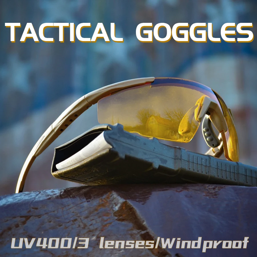 Juego de gafas tácticas de 3 lentes, a prueba de viento, a prueba de polvo, CS, Tiro Militar, gafas de sol a prueba de balas, motocicleta, gafas de