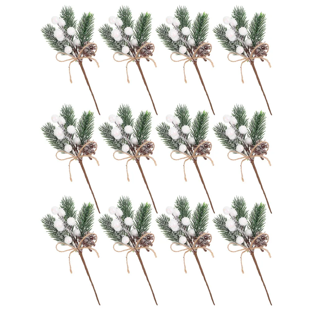 

12 Pcs Simulation Berry Decor Artificial Pine Branches Christmas naments Photo Props DIY Home Cafe Decorations Fake Flower Plant