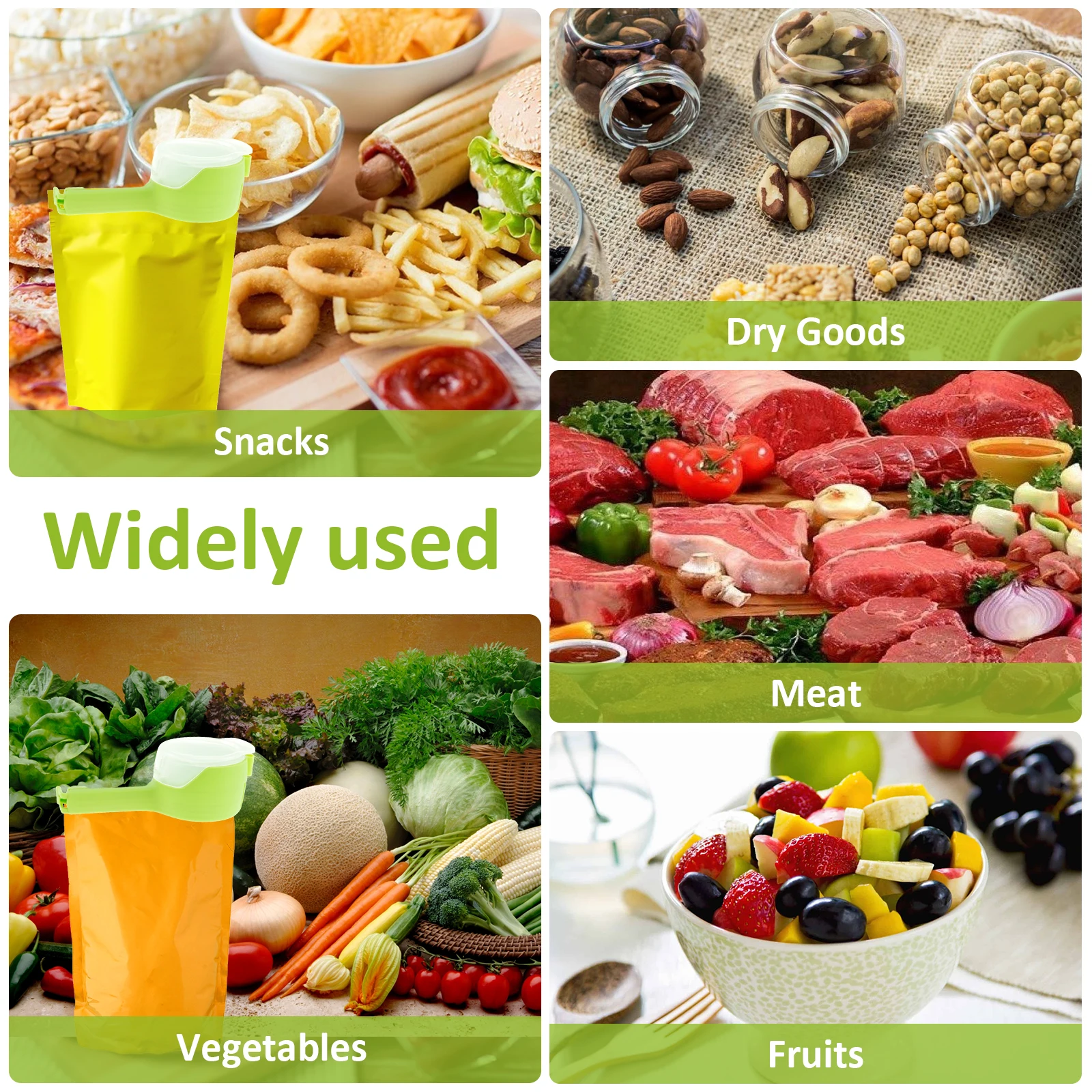 Food Preserving Bag Closure Clip Oat Dispenser Spout Snack Bag Clip Moisture Seal Clip Fresh Keeping Sealer Clamp Kitchen Gadget
