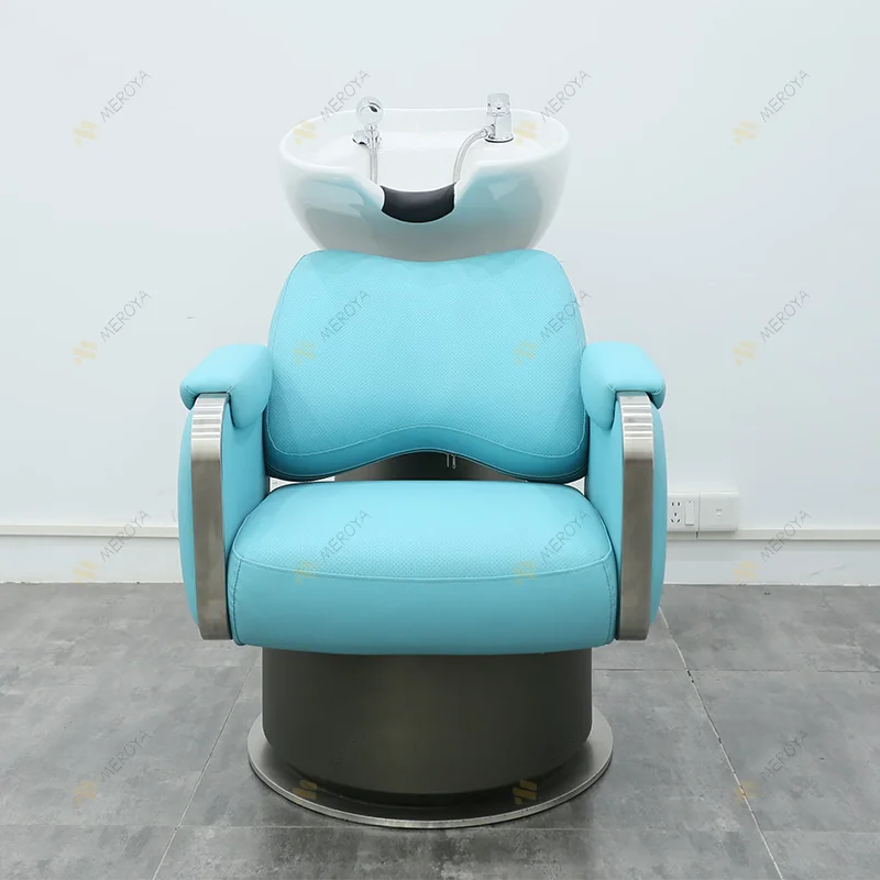 New Design Multifunction Reclining Beauty Salon Shampoo Chair Luxury Barbershop Furniture Heating Washing Chair with Ventilation
