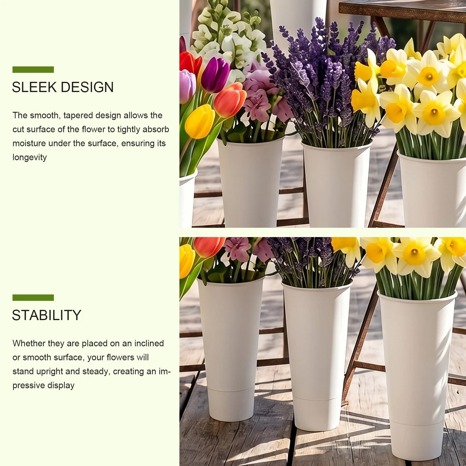 12 PCS Flower Display Stand Buckets (Flower Stand Not Included) Plastic Plant Stand Tapered Buckets Flower Pots