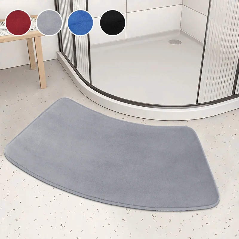 1pc Curved Bath Mat Bathroom Floor Mat Solid soft Carpet Non-slip Shower Rug quick dry Absorbent Foot Mat Toilet Curved Bath Mat