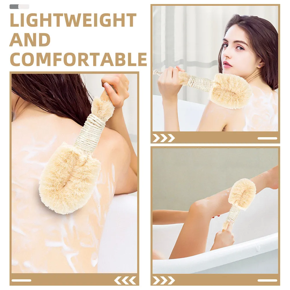 2Pcs Wooden Handle Sisal Body Brush Natural Jute Rope Exfoliating Bath Brush for Effective Dead Skin Removal Shower Body