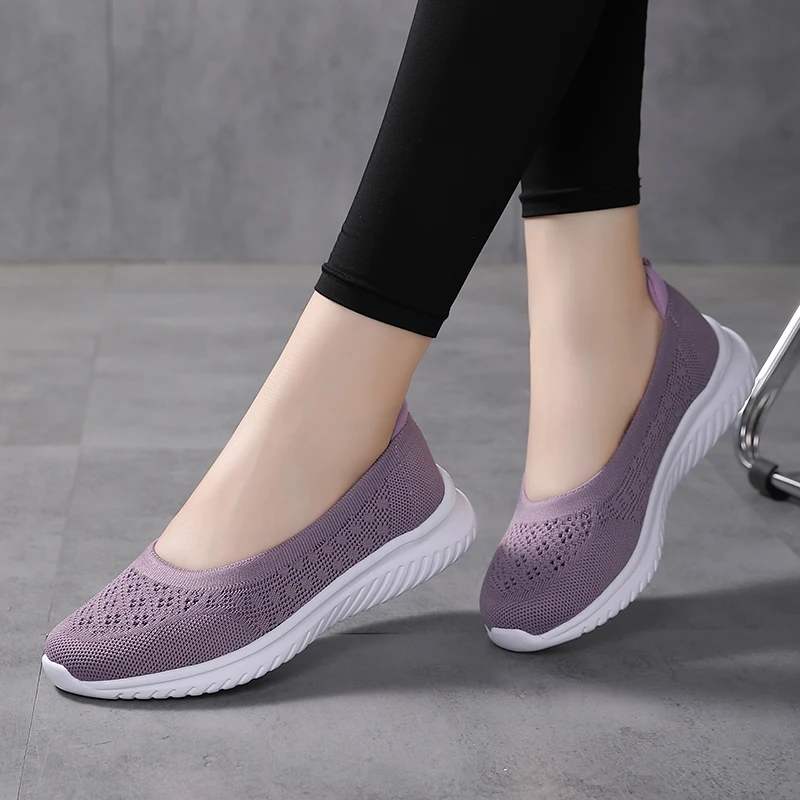 Dames Loopschoenen Mesh Zomer Instapper Lichte Wandelschoenen Fitness Sport Flats Comfortabel Zwart Maat 35-42 Loafers