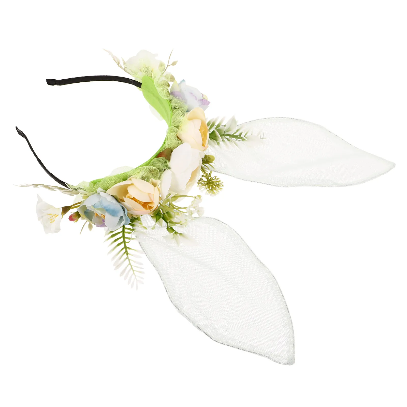 

Flower Rabbit Ear Headband Adjustable Soft Lightweight Bunny Ears Headband for Women Party Costume Ball Easter Cosplay Accessory