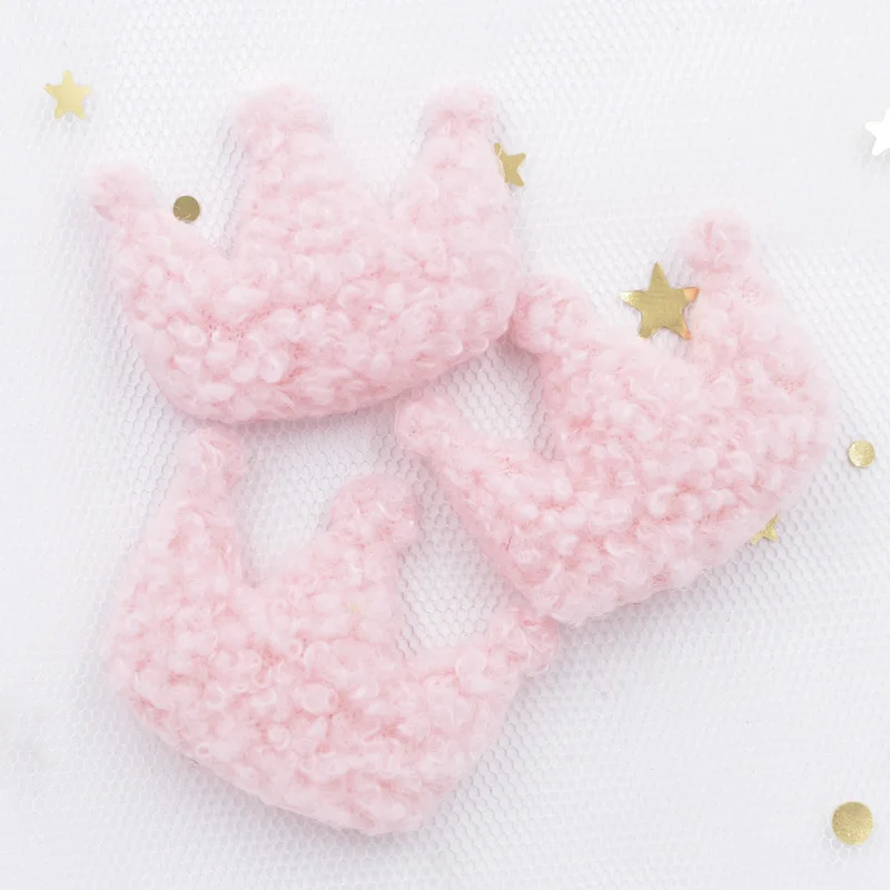 12Pcs Puffy Soft Teddy Plush Padded Patches Crown Appliques for DIY Clothes, Crafts, Hat, Bag, Woolen Gloves, Socks Decor