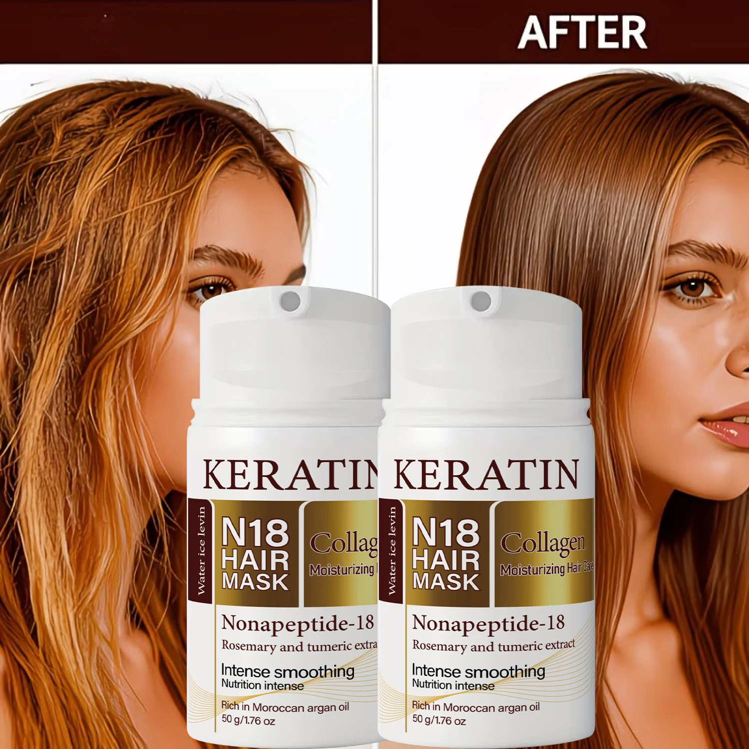 Keratin Hair Mask with Collagen & Biotin – Intense Smoothing Deep Conditioning Treatment for Dry Damaged Hair, Nourishing – 50g