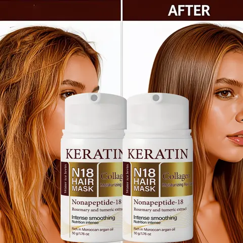 Keratin Hair Mask with Collagen & Biotin – Intense Smoothing Deep Conditioning Treatment for Dry Damaged Hair, Nourishing – 50g