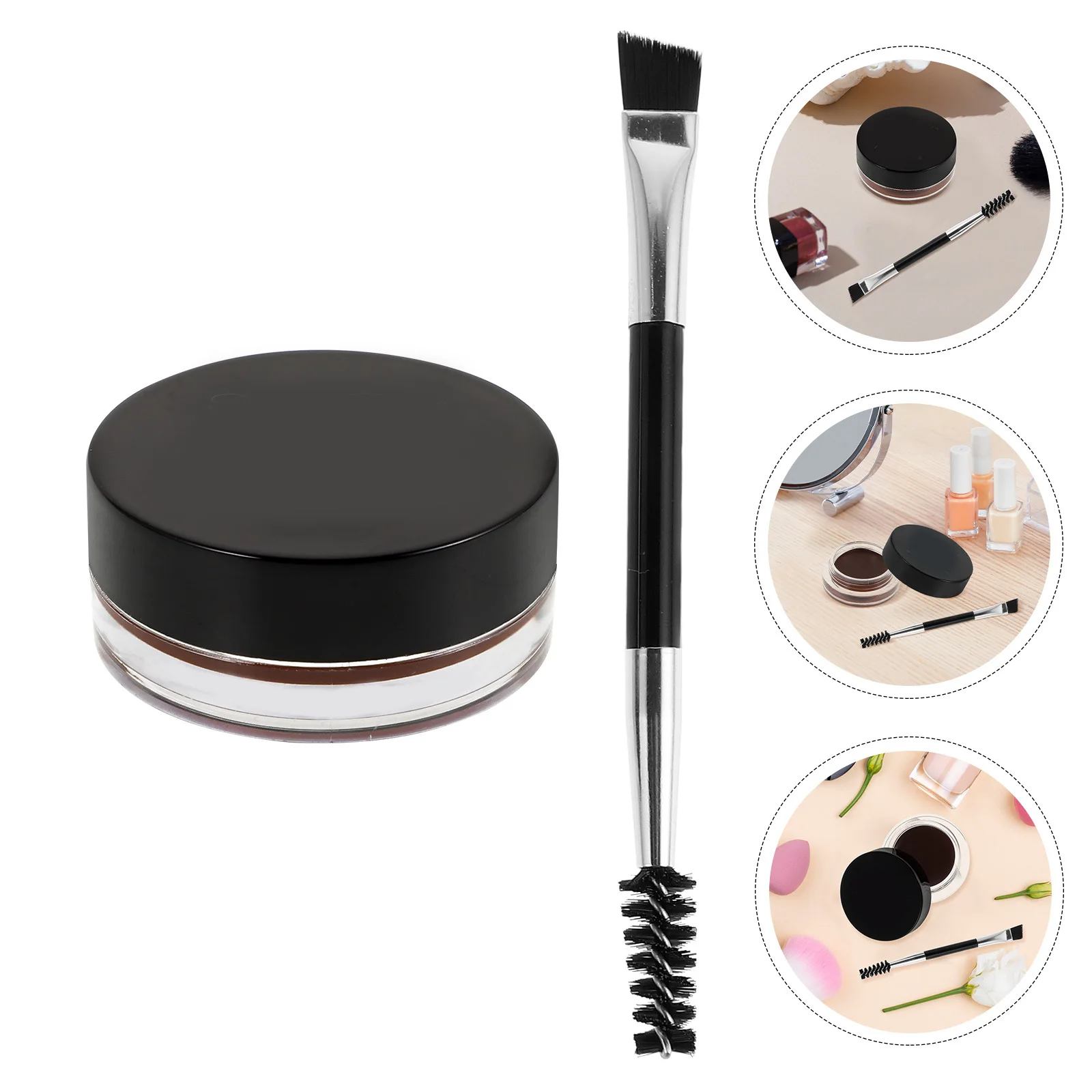 Gel à sourcils marron foncé, cire coiffante imperméable, maintien longue durée pour sourcils naturels définis, brosse de précision